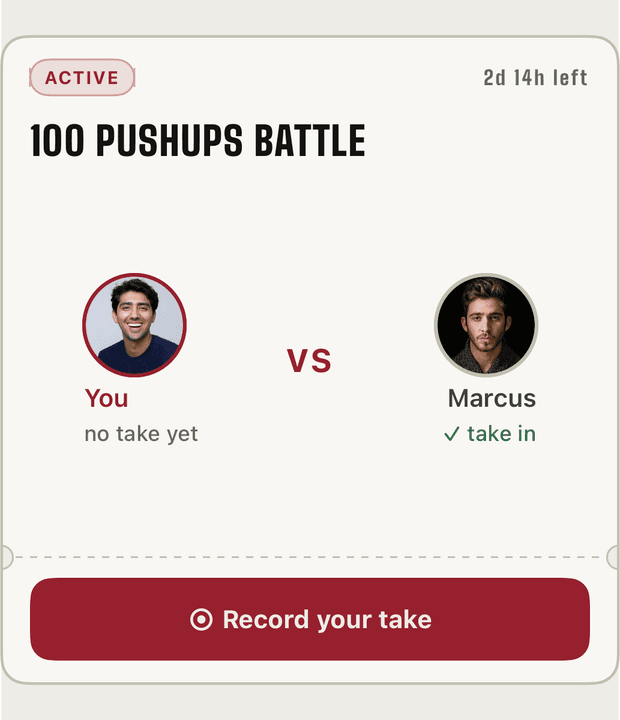 Active 100 push-ups battle between you and Marcus